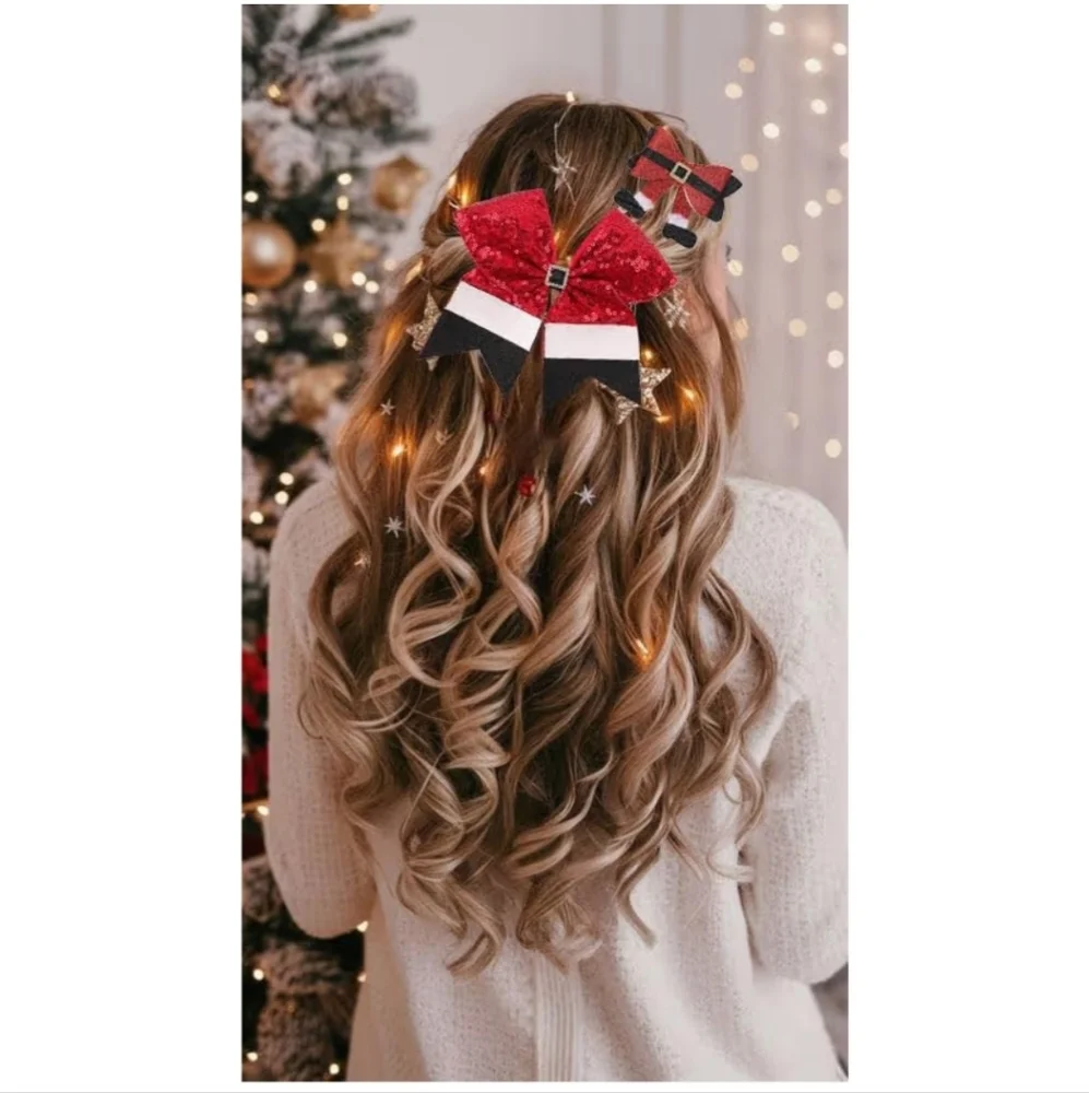 3pc Santa  Christmas Bow Set